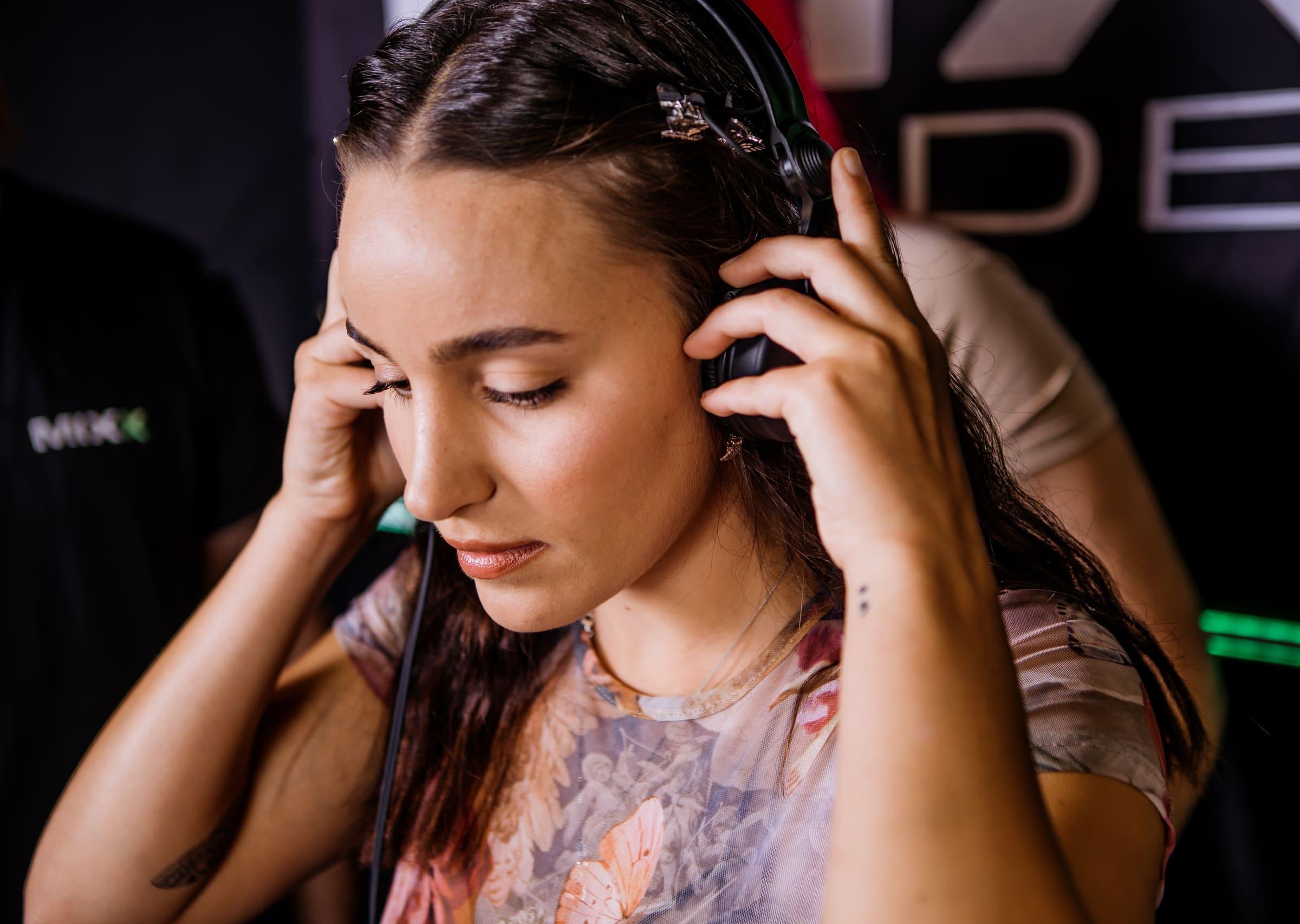 A student locked into the mix